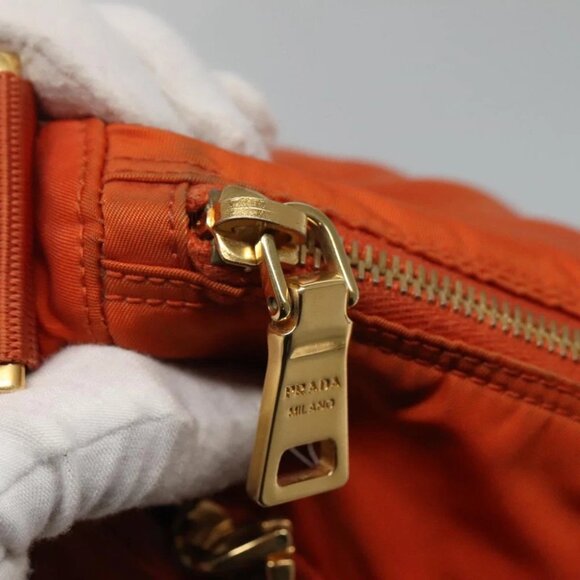 PRADA Shoulder Bag Nylon Orange Gold Auth 113766V - Picture 11 of 15